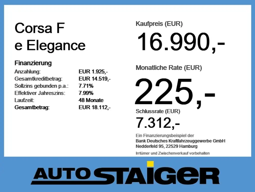 Opel Corsa-e F e Elegance Navigation*Rückfahrkamera