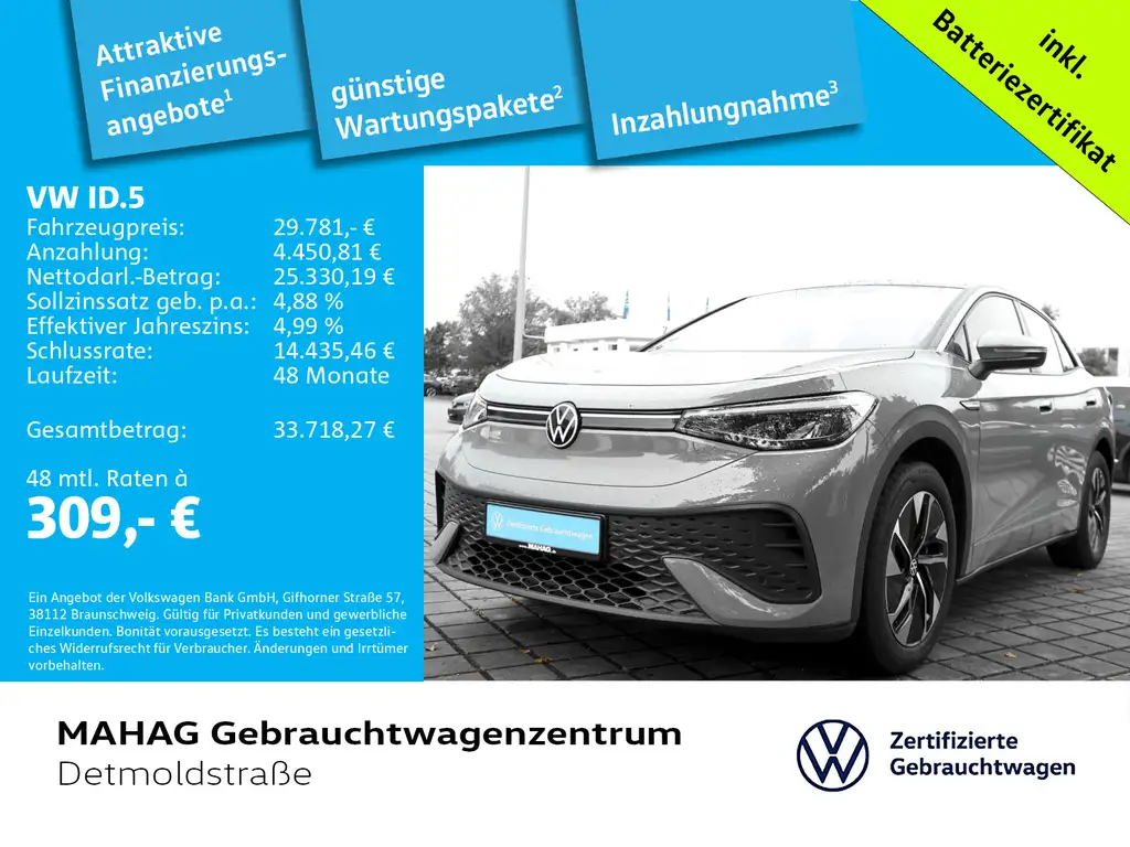 Volkswagen ID.5 Pro Performance 150 kW  WärmePu CCS LED Nav