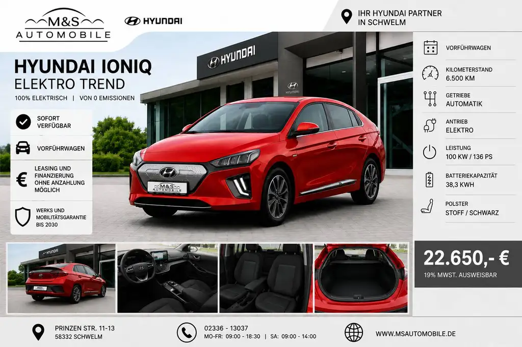 Hyundai IONIQ Elektro Trend °Vorführfahrzeug-Werks Garantie bis 2030°