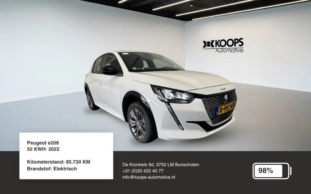 Peugeot e-208 50KWH SOH 98% | Carplay | Parkeersensor | Cruise C