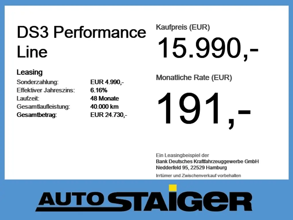 DS Automobiles DS 3 DS3 Performance Line Navi*Sitzheizg*Parksens