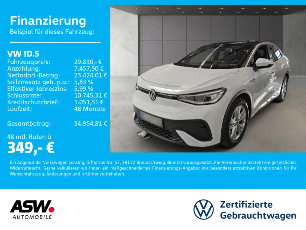 Volkswagen ID.5 Pro Matrix Navi RFK PANO ACC Wärmepumpe AHK