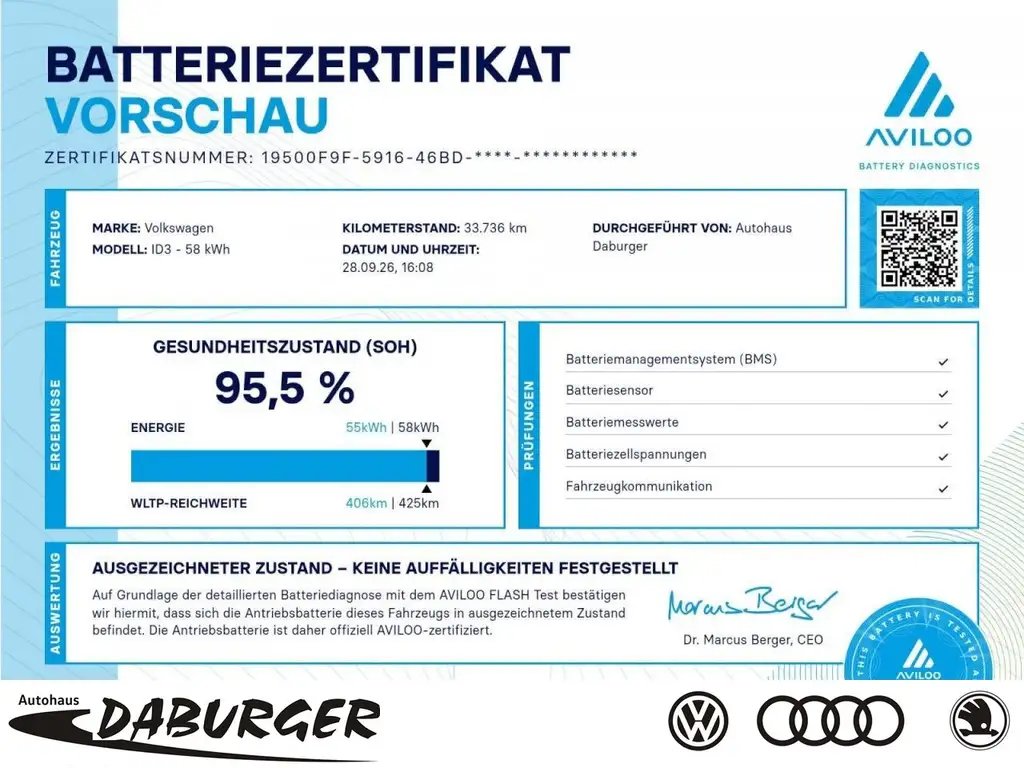 Volkswagen ID.3 Pro 62kW FACELIFT ACC+18-Zoll+95,5%