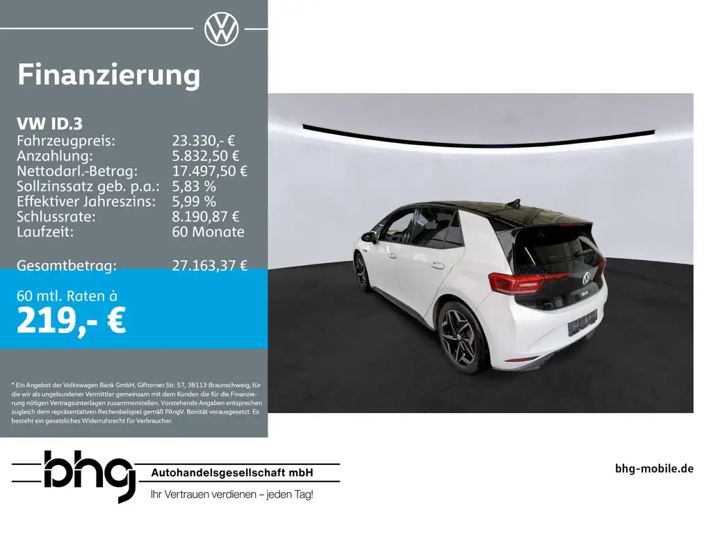 Volkswagen ID.3 Pro 1-Gang-Automatik AppConnect, HUD, IQ.Li
