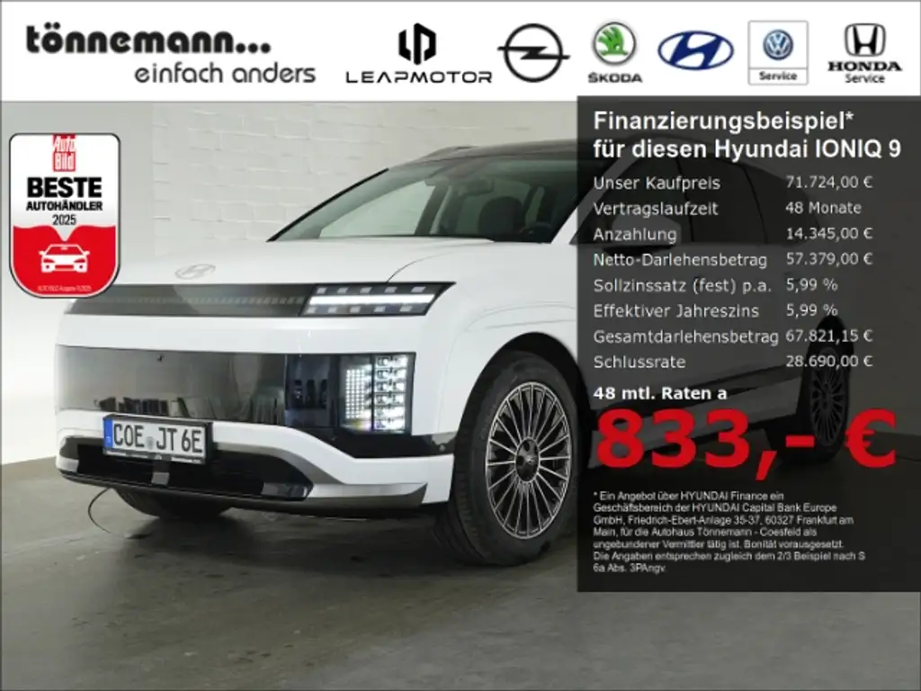 Hyundai IONIQ 9 UNIQ 110kWh 4WD 6-SITZER+MATRIX LED+NAVI+360 GRAD
