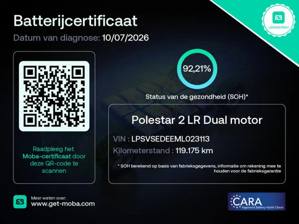 Polestar 2 Long Range Dual Motor 408PK 78kWh 92.2% SoH [ PILO