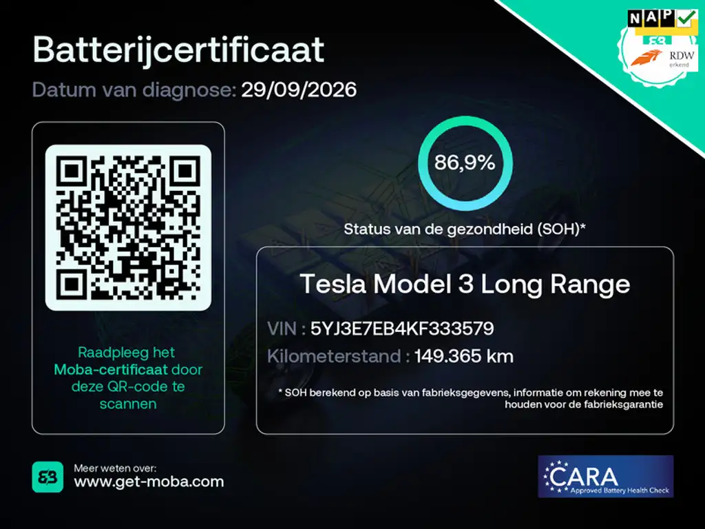 Tesla Model 3 Long Range AWD 75 kWh 87% SOH Trekhaak Rijklaarpri