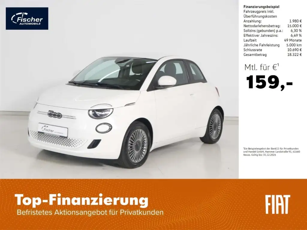 Fiat 500e 42 kWh/Alu/Carplay/Keyless/DAB+/GRA