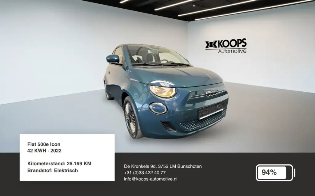 Fiat 500e icon 42KWH SOH 94% | Car play | Cruise control | L