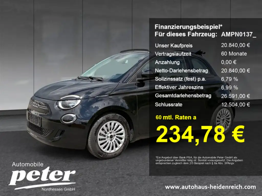 Fiat 500e 500e Base 42 kWh +Faltdach+Keyless-Go+EPH+