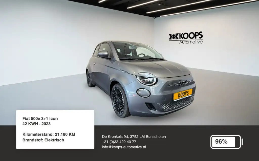 Fiat 500e 3+1 Icon 42KWH SOH 96% | Camera | Stoelverwarming