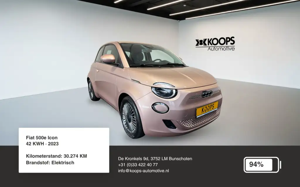 Fiat 500e Icon 42KWH SOH 94% | Car play | Camera | Lane Assi