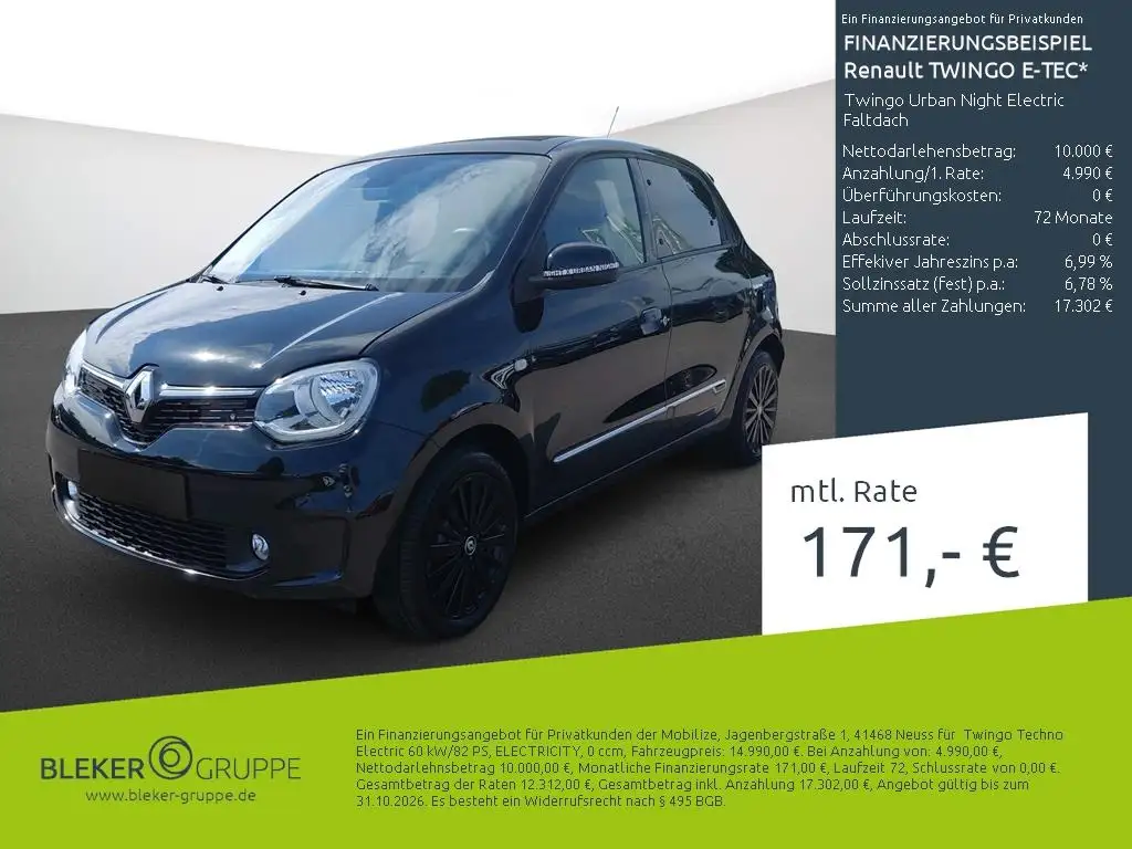 Renault Twingo Urban Night Electric Faltdach