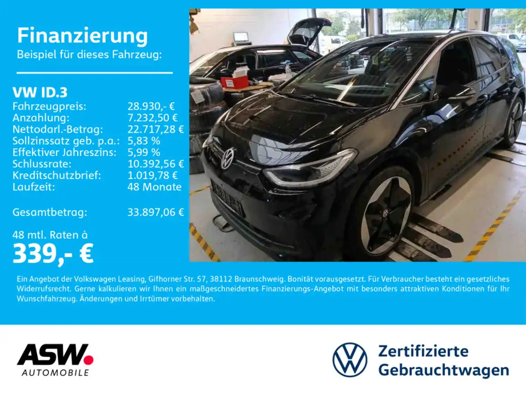 Volkswagen ID.3 Pro electric  LED Navi PANO HUD RFK ACC SHZ