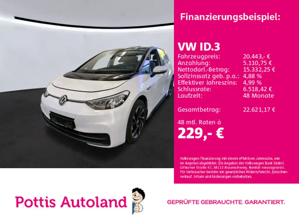 Volkswagen ID.3 PRO PERFORMANCE LIFE NAVI PDC LED SITZHZG