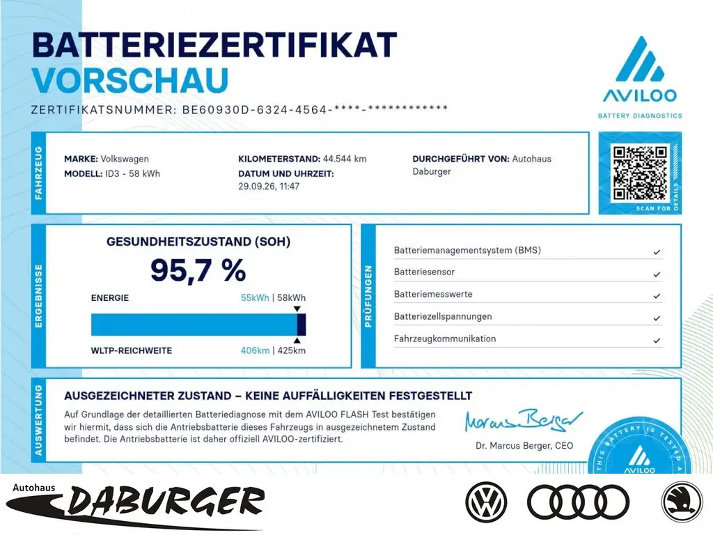 Volkswagen ID.3 Pro 62kW FACELIFT Wärmepumpe+ACC+95,7%